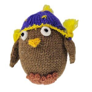 Handmade Melange Collection Alpaca Wool Knit Owl Plush Toy Peru 3.5"